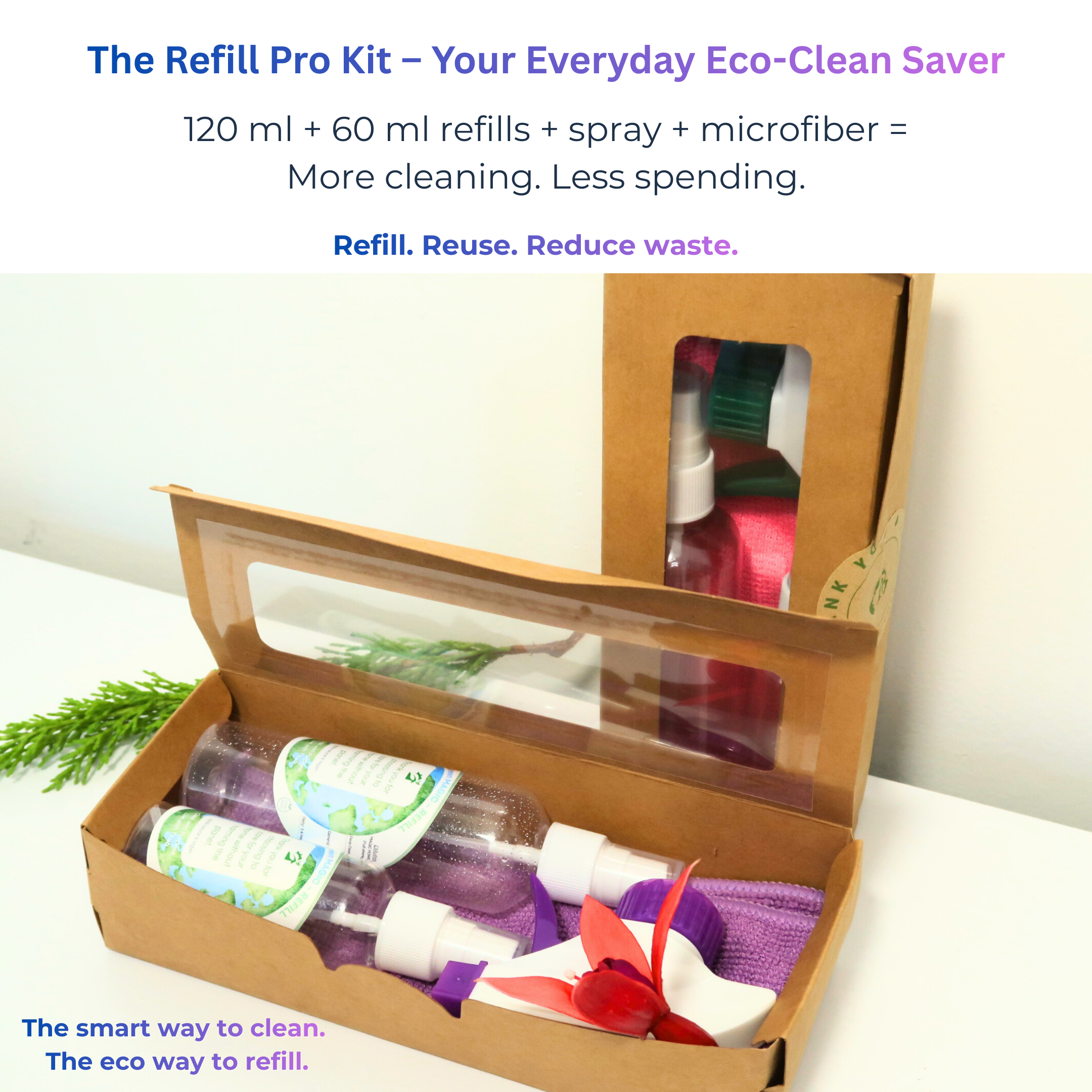 InnoGreen Magic – Refill Pro Kit | EcoCleaning Complete System (120ml + 60ml + Spray + Towel)