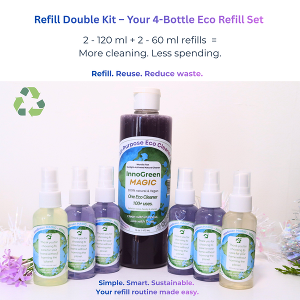 InnoGreen Magic – Refill Simple Kit | Empty Reusable Bottles (2×120ml + 2×60ml)